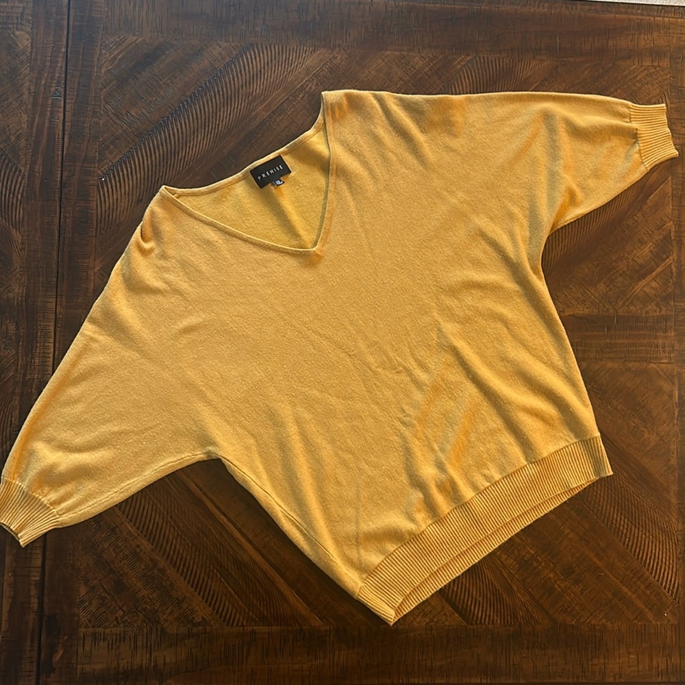 Gold dolman sleeve v-neck sweater
